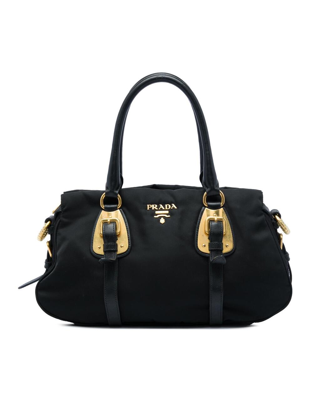 Prada Soft Calf Trimmed Tessuto Satchel #368436P61B